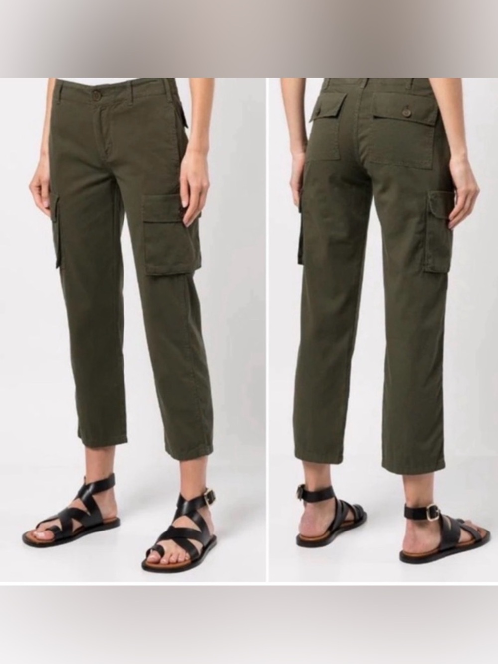 Frame Denim Womens Green Cargo Ankle Cropped Pants, 30